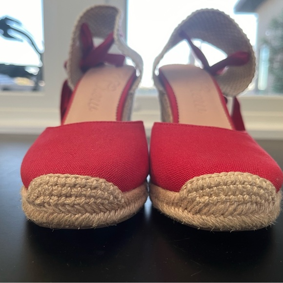 J. Crew Red Lace-Up Round-Toe Canvas Espadrilles - Picture 4 of 9